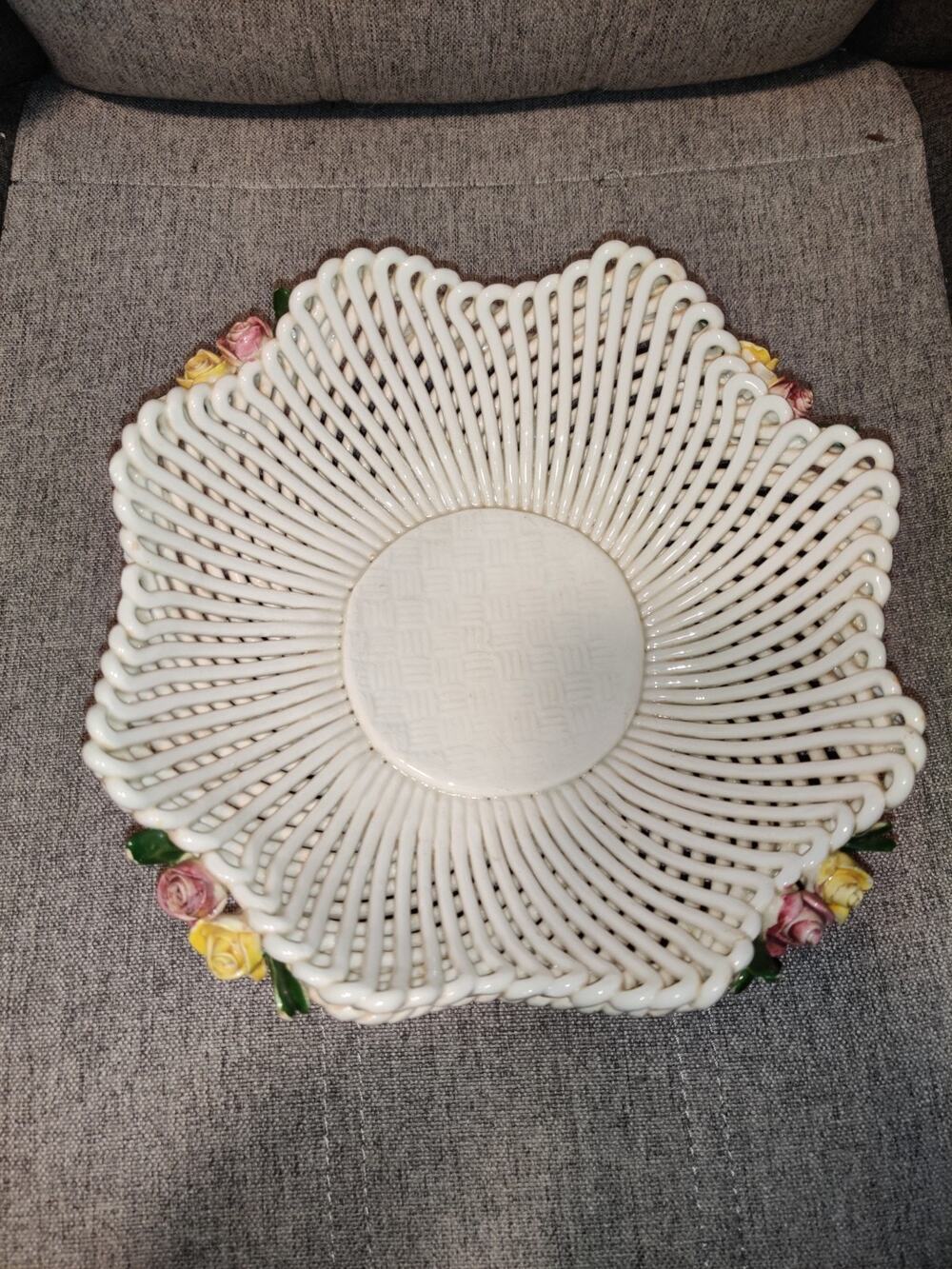 Vintage 1950s Capodimonte Woven Porcelain Rope Lattice Bowl Made in Italy